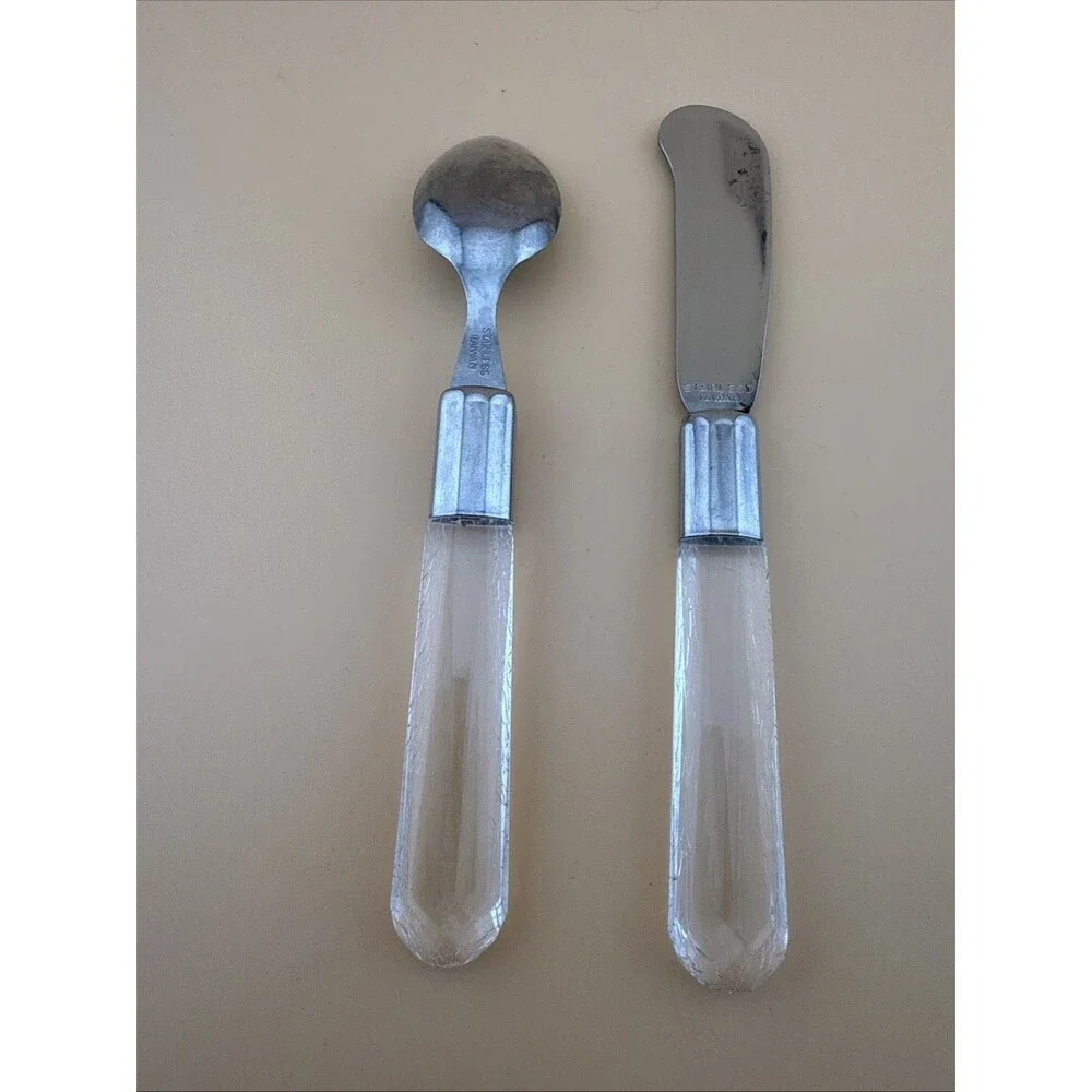 Vtg Spreader And Spoon Lucite Handle Stainless Taiwan